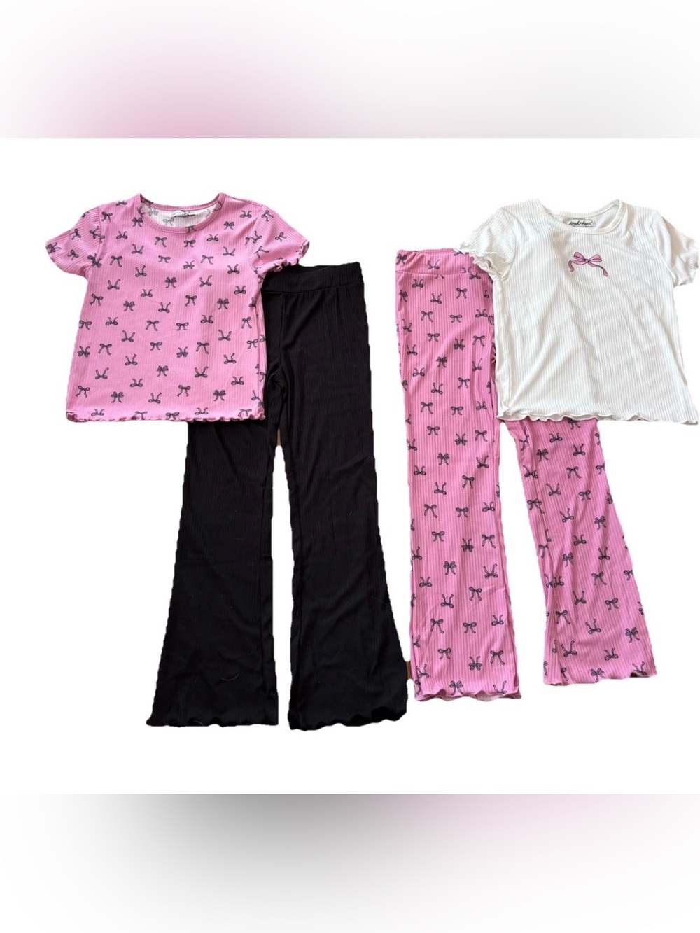 Derek Heart Girls 4 Piece Interchangeable S/S Shirts & Pants Sets in size 6X